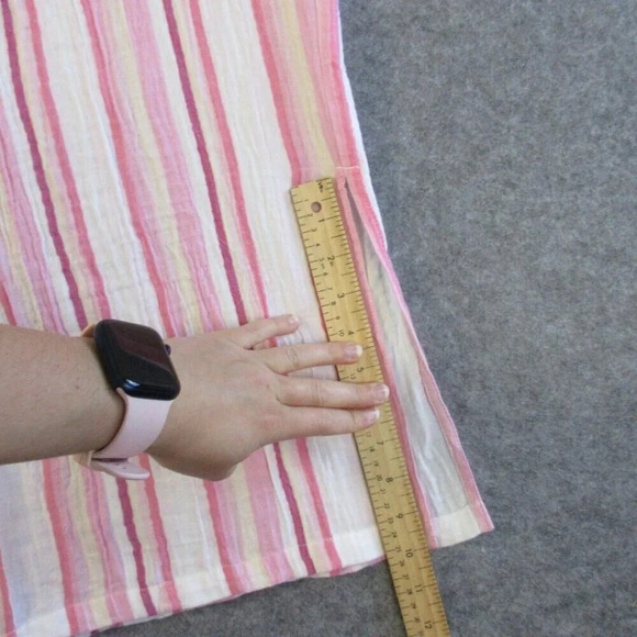 Habitat Womens Pants XXL Pink Cotton Gauze Pull On Casual Stripe Wide Leg 248 - Picture 3 of 15